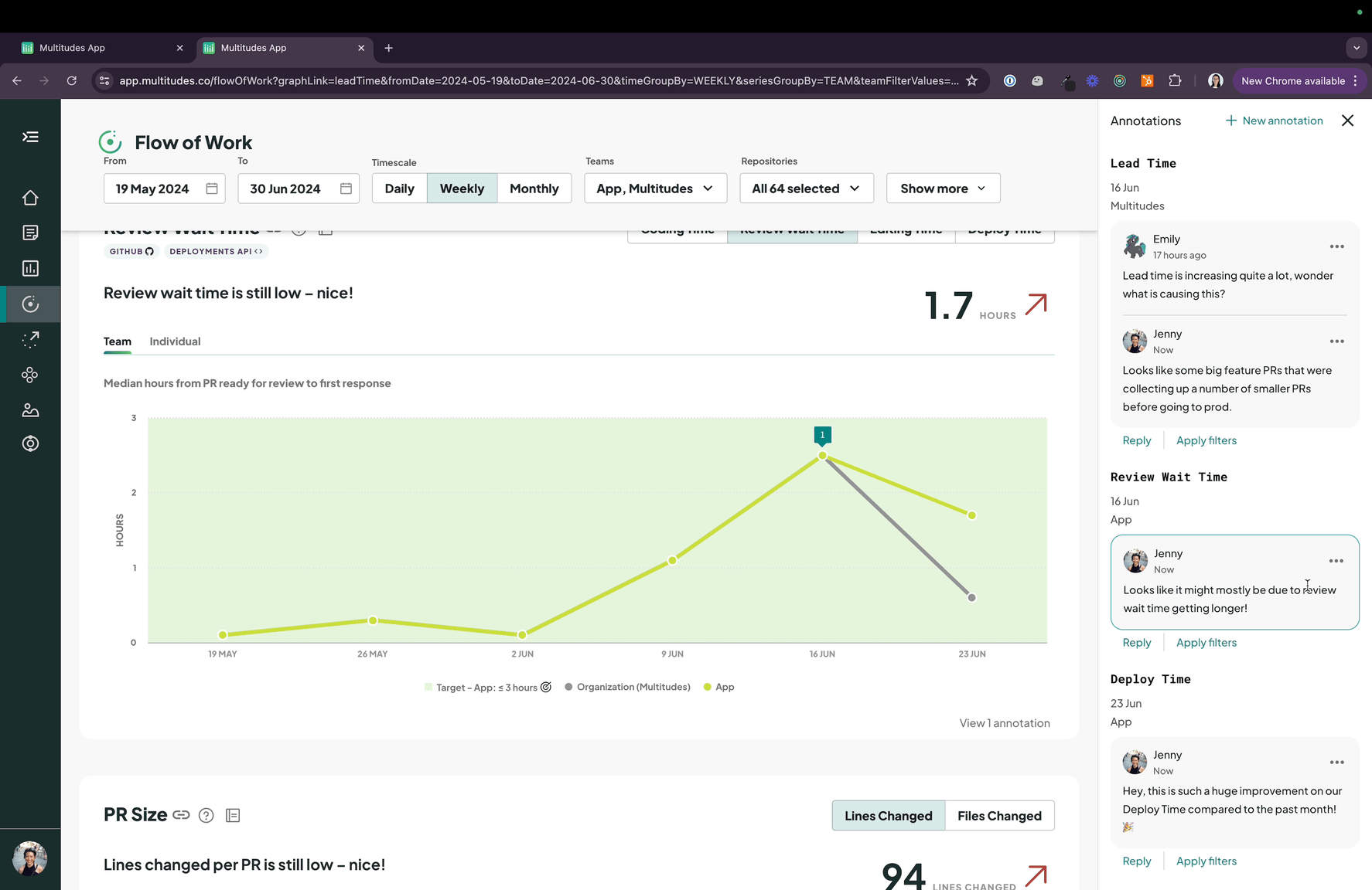 Gif of clicking overflow menu on a comment to copy a link